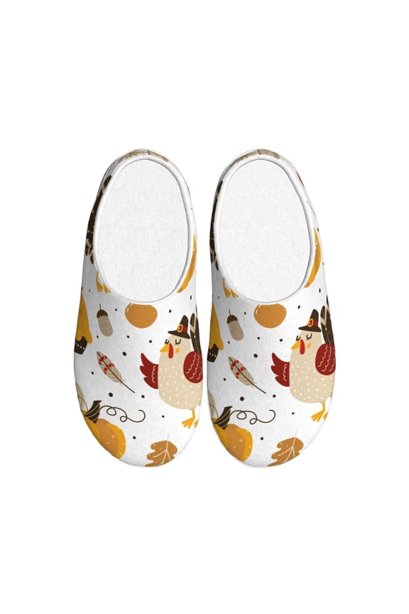Happy Thanksgiving Women's Men's Slippers Plush Slip-On House Slipper for Winter Indoor Soft Cushion Non-slip Fluffy Slides Slippers-13