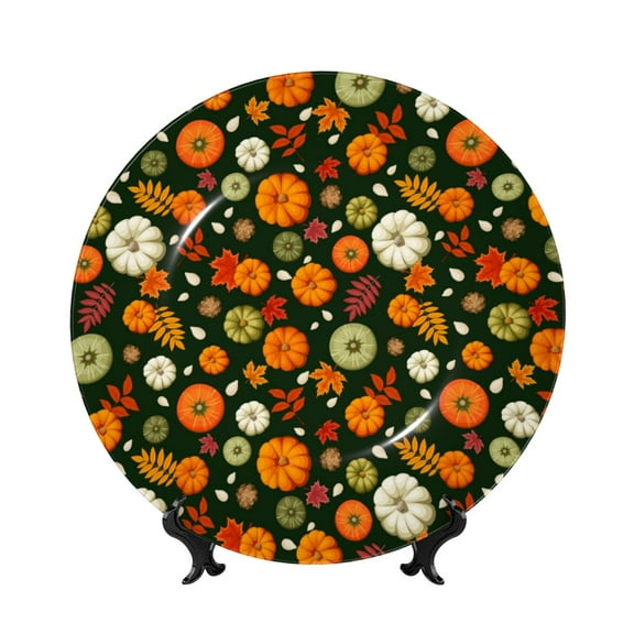 Kdxio Harvest Pumpkins Bone China Decorative Plate Ceramic Decorative Plate for Home Office Wall Stand Decorative Plates for Home Bedroom-8in