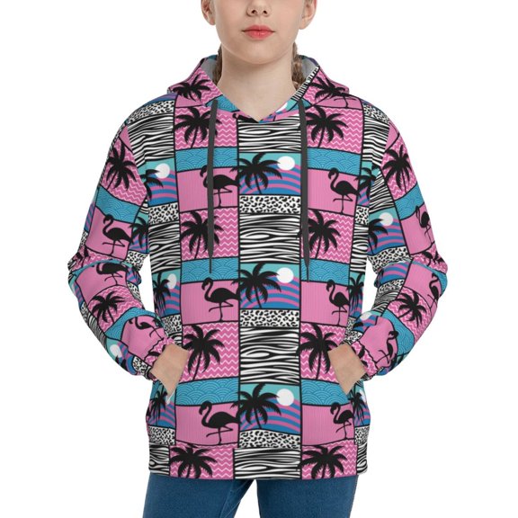 Kdxio Hawaii Palms Pattern Boys Athletic Unisex Boys Girls Hoodie with Pocket Sweatshirts-Large