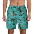 thumbnail image 1 of Kdxio Hawaii Palms Print Men's Swim Trunks with Compression Liner 7 Inch Inseam Quick Dry Swim Shorts, 1 of 7