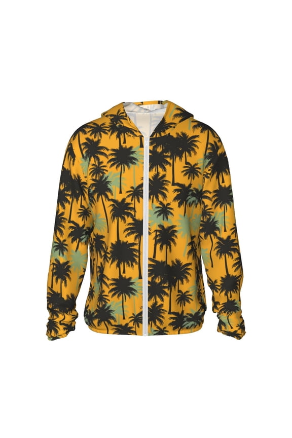 Hawaii Palms Print Women Men Sun Protection UPF 50+ Jackets Zip Up Long Sleeve Hoodie Hiking Lightweight with Pockets