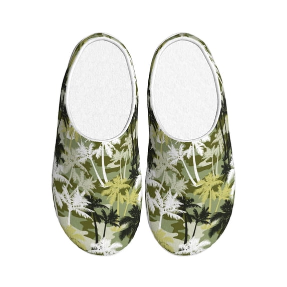 Kdxio Hawaii Palms Women's Men's Slippers Plush Slip-On House Slipper for Winter Indoor Soft Cushion Non-slip Fluffy Slides Slippers-35/36