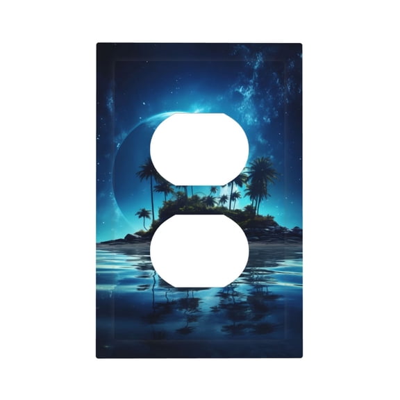 Kdxio Hawaiian Beach Pirate Moon Decorator Light Switch or Receptacle Outlet Wall Plate Decorator Wall Plate Child Safe Outlet Cover-Style S