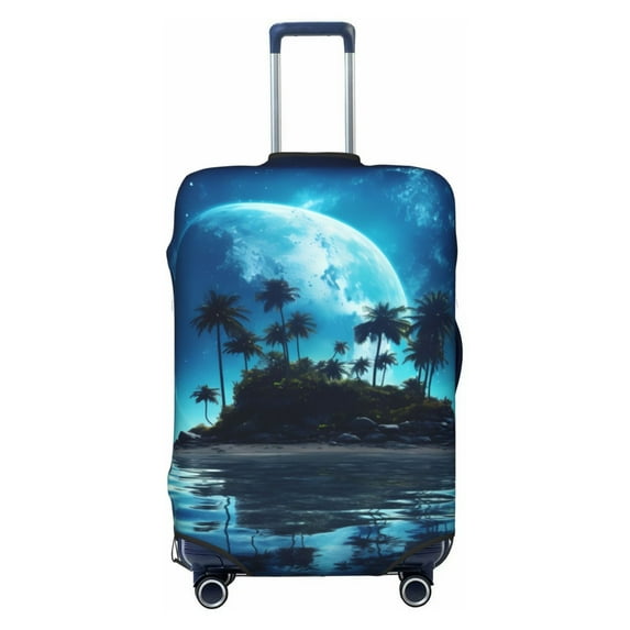 Kdxio Hawaiian Beach Pirate Moon Pattern Luggage Cover for Travel,Elastic and Durable,Fits 18-32 Inch,Anti-Scratch Suitcase Protector-No luggage included