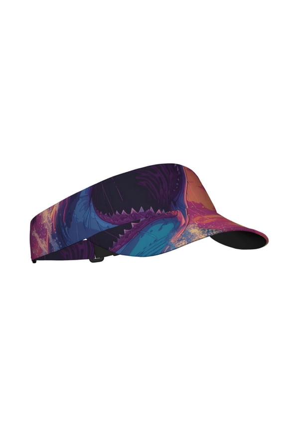 Hawaiian Island Beach Shark Print Sun Visor Hat Golf Visor Adjustable Velcro Outdoor Sports Cap for Men Women