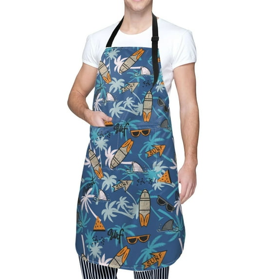 Kdxio Hawaiian Style Apron with Pockets Adjustable Kitchen Aprons for Men Women Waterproof Aprons for Cooking,Drawing,Crafting, Baking Household Cleaning