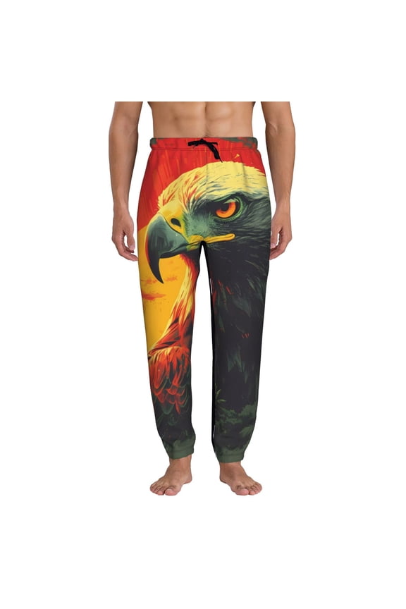 Hawaiian Style Bald Eagle Pattern Joggers,Sweatpants for Men with Pockets-Small