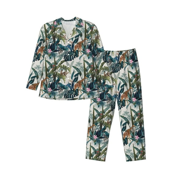 Kdxio Hawaiian Style Men’s Pajama Set Pajamas For Men 2 Piece PJ Set with Men Pajama Pants and Long Sleeve T-Shirt Lounge Set-X-Large