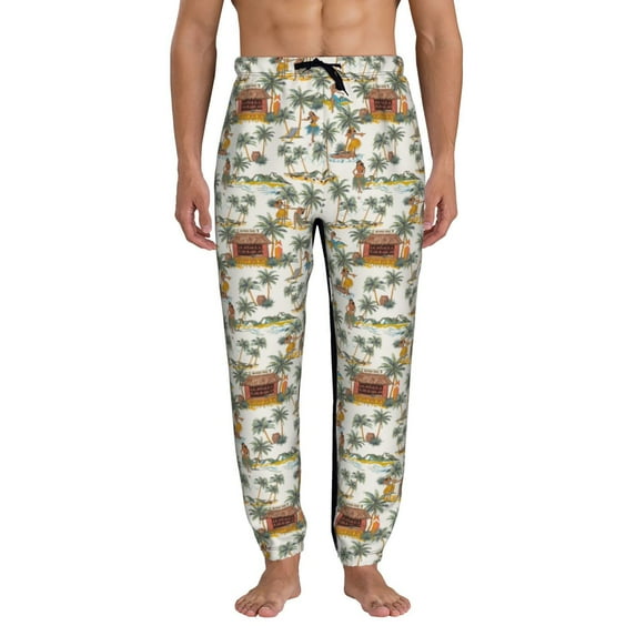 Kdxio Hawaiian Style Pattern Joggers,Sweatpants for Men with Pockets-X-Large