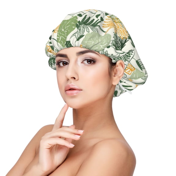 Kdxio Hawaiian Style Pattern Satin Bonnet Silk Bonnet Hair Bonnet for Sleeping Hair Bonnets for Women Curly Natural Hair