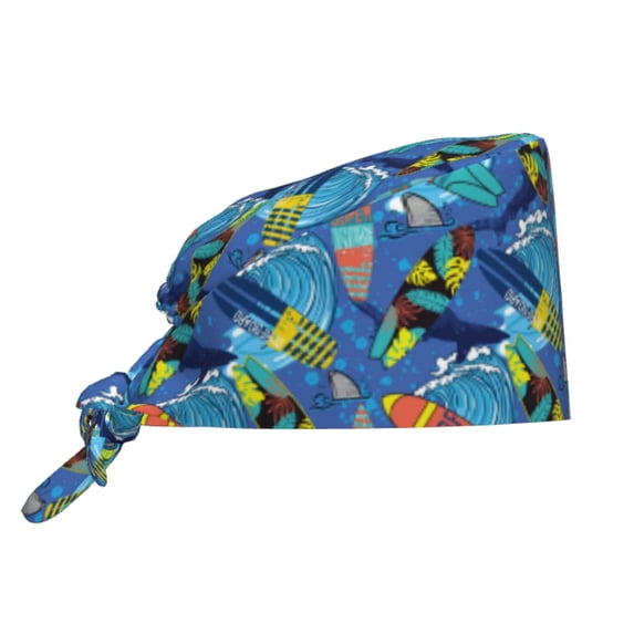 Kdxio Hawaiian Style Pattern Turban Hat for Women Men Comfortable Adjustable Cleaning Working Cap with Sweatband