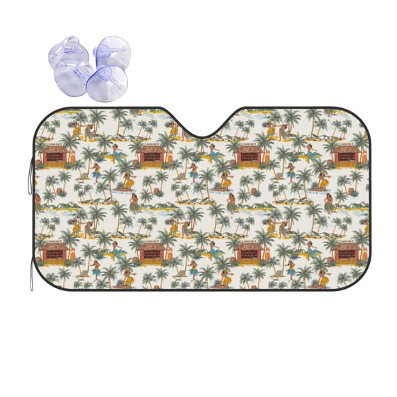 Kdxio Hawaiian Style Print Front Windshield Sun Shade,Folding Auto Sunshade for Car Truck SUV-Small