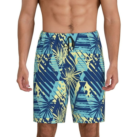 Kdxio Hawaiian Style Print Mens Sleep Shorts Bottoms Soft Comfy Pajama Wear Pants with Drawstring Pockets