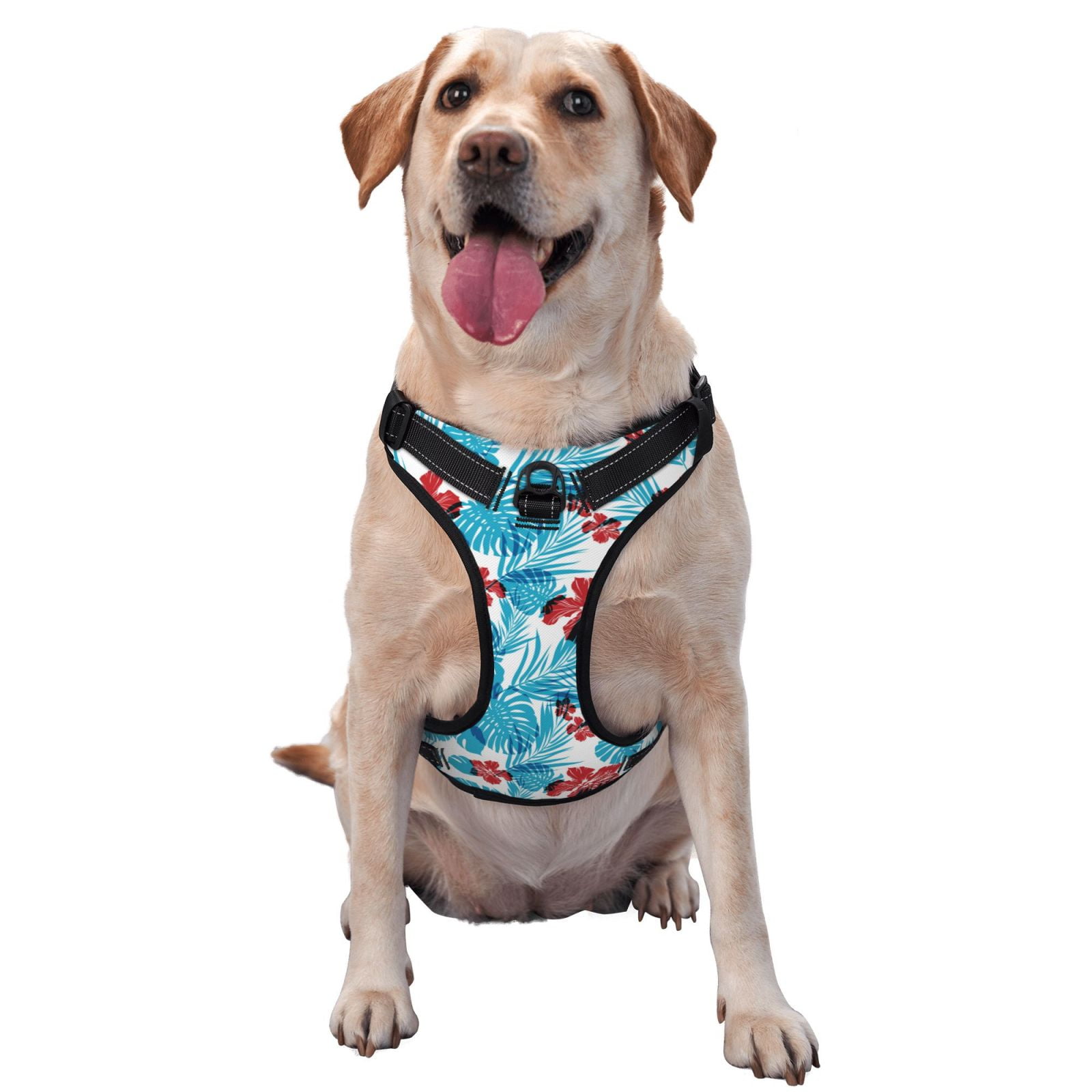 Kdxio Hawaiian Style Print No Pull Dog Harness Adjustable Reflective Oxford Easy Control Medium Large Dog Harness for Training and Everyday-Small