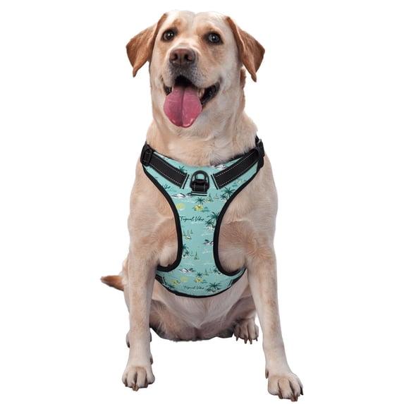 Kdxio Hawaiian Style Print No Pull Dog Harness Adjustable Reflective Oxford Easy Control Medium Large Dog Harness for Training and Everyday-X-Large