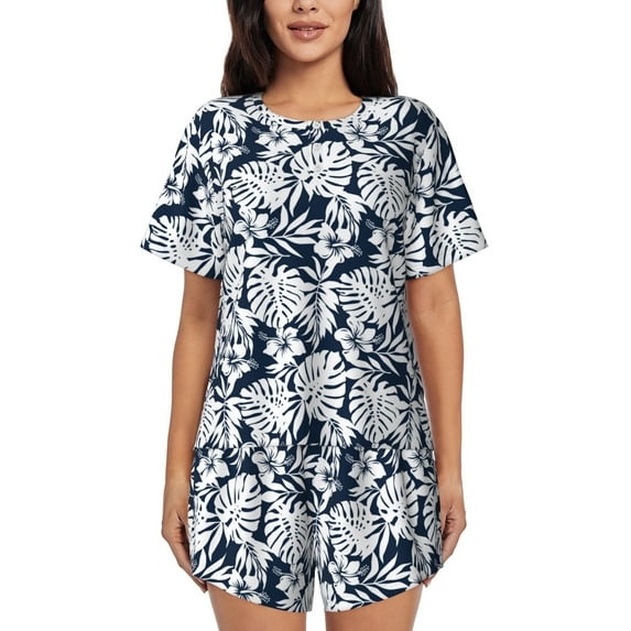 Kdxio Hawaiian Style Print Pajamas Sets for Women Short-Sleeved Pjs with Lounge Shorts Two Piece Sleepwear S-4XL