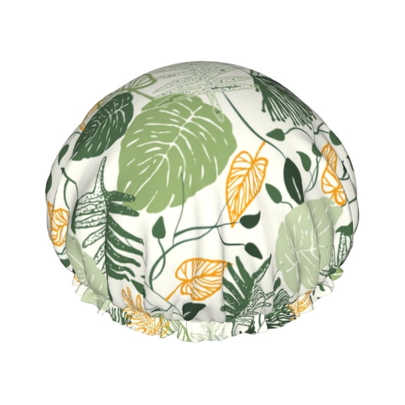 Kdxio Hawaiian Style Print Shower Cap for Women,Elastic and Reusable,Double Waterproof Layers Bathing Hat