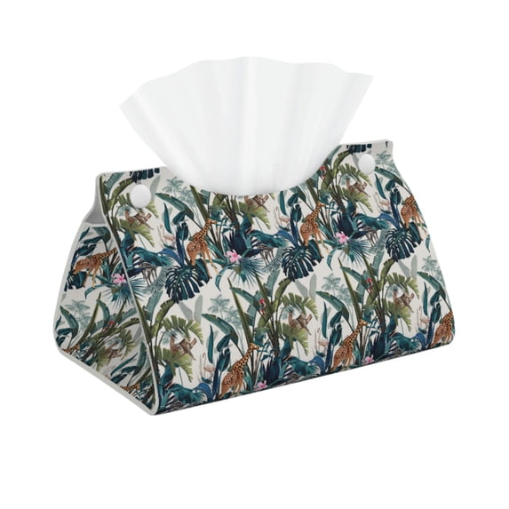 Kdxio Hawaiian Style Print Tissue Box Cover,Modern PU Leather Rectangular Tissue Box Holder for Bathroom Living Room Bedroom Office Desk Car Home