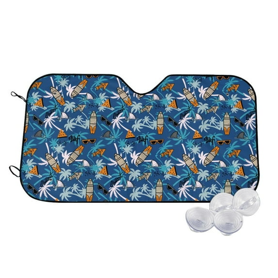 Kdxio Hawaiian Style Print Windshield Sun Shade,UV Rays and Sun Heat Protection,Sunshade for Car Windshield,Car Shade Front Windshield - Medium
