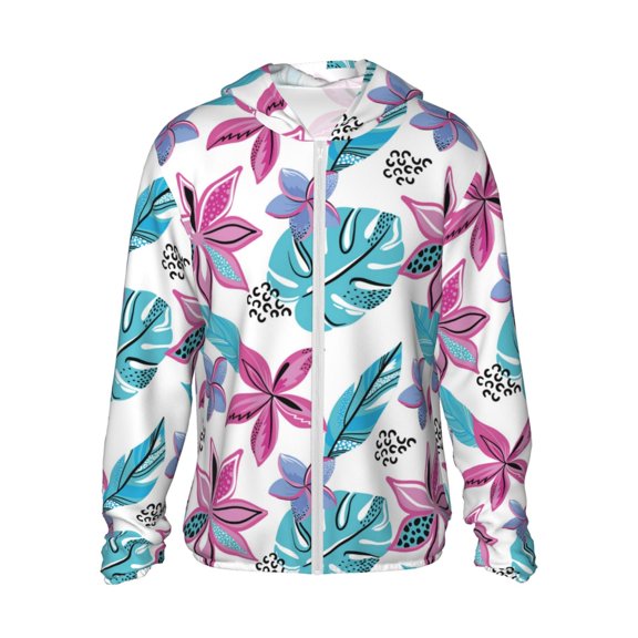 Kdxio Hawaiian Style Print Women Men Sun Protection UPF 50+ Jackets Zip Up Long Sleeve Hoodie Hiking Lightweight with Pockets