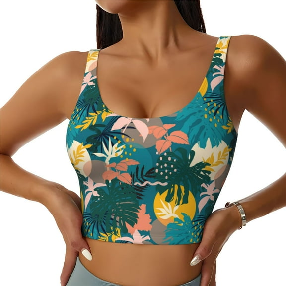 Kdxio Hawaiian Style Print Workout Crop Tank Top for Women Racerback Yoga Tank Tops Athletic Sports Shirts Exercise Undershirts