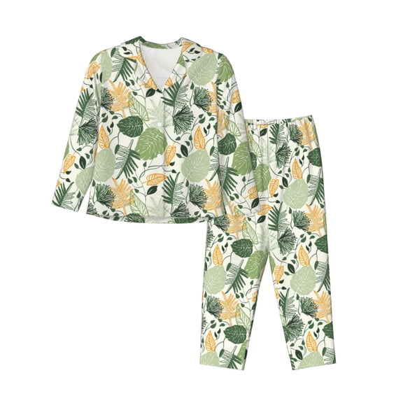 Kdxio Hawaiian Style Women's Pajama Sets Long Sleeve Button Down Sleepwear Nightwear Soft Pjs Lounge Sets-Small