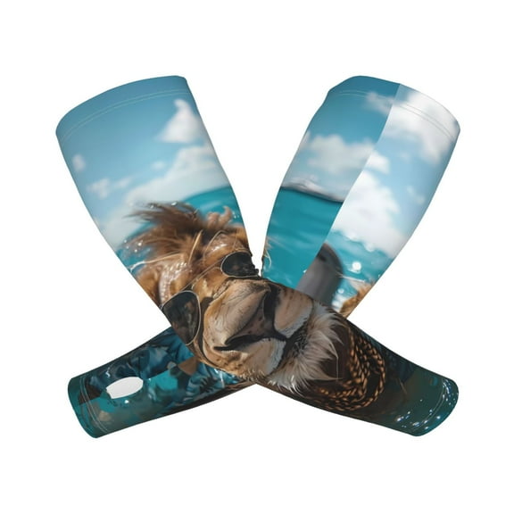 Kdxio Hawaiian Swimming Lion Print UV Sun Protection Arm Sleeves - Tattoo Cover Up - Basketball Arm Sleeve UPF 50 Cooling for Men Women