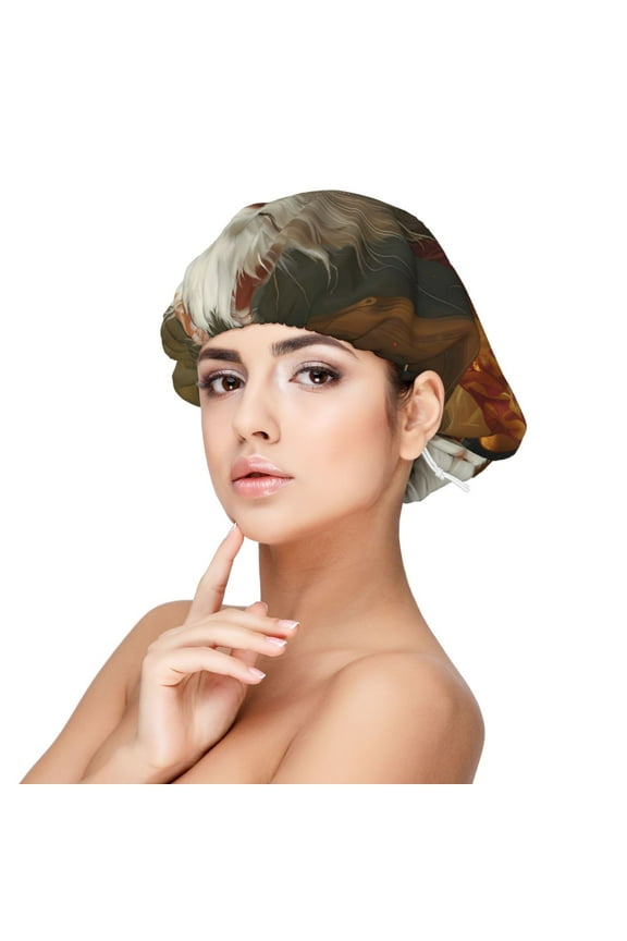 Haystack Meditating Cat Pattern Satin Bonnet Silk Bonnet Hair Bonnet for Sleeping Hair Bonnets for Women Curly Natural Hair