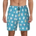 thumbnail image 1 of Kdxio Healthy And Ill White Teeth Print Men's Swim Trunks with Compression Liner 7 Inch Inseam Quick Dry Swim Shorts, 1 of 5