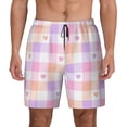 thumbnail image 1 of Kdxio Heart Buffalo Plaid Print Men'S Swim Trunks With Compression Liner 7 Inch Inseam Quick Dry Swim Shorts, 1 of 7