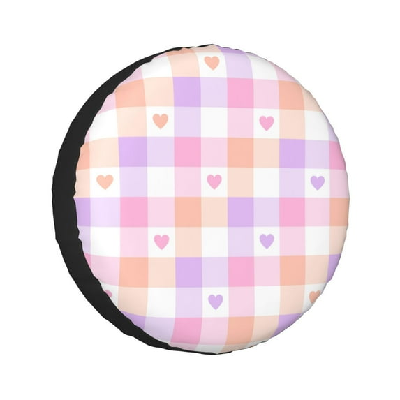 Kdxio Heart Buffalo Plaid for Tire Cover Wheel Protectors Tyre Covers Weatherproof Wheel Covers Universal Fit for Trailer Rv SUV Truck Camper Travel Trailers 15 inch