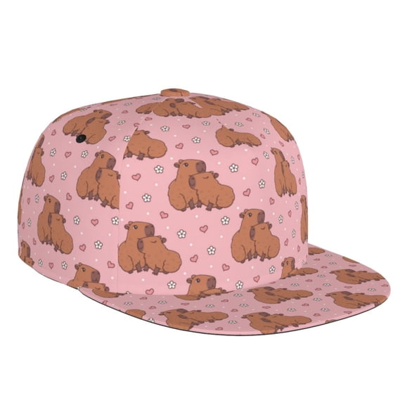 Kdxio Heart Capybara Print Snapback Hat for Men Women,Adjustable Baseball Cap