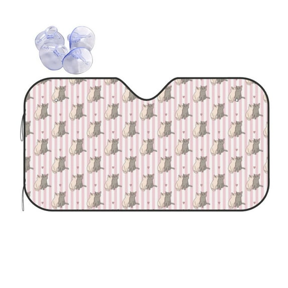 Kdxio Heart Cat Print Front Windshield Sun Shade,Folding Auto Sunshade for Car Truck SUV-Medium