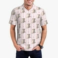 thumbnail image 1 of Kdxio Heart Cat Print Men's Short Sleeve Polo Shirt,Midweight Men's Shirt, 1 of 6