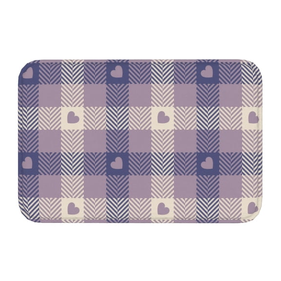 Kdxio Heart Check Plaid,16" x 24", Non-Slip Front Door Mats,Outdoor Welcome Mat Washable