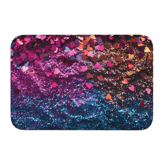 Kdxio Heart Confetti on Glitter,16" x 24", Non-Slip Front Door Mats,Outdoor Welcome Mat Washable