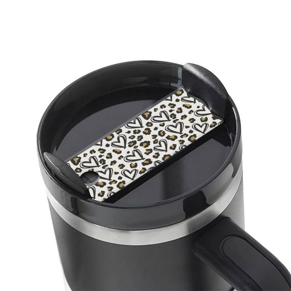 Kdxio Heart Leopard Name Plate Compatible Stanley Cups Name Tag Acrylic Nameplate Tumbler Lid Topper for Cup Accessories