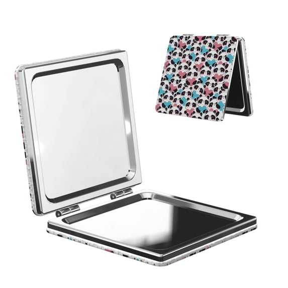 Kdxio Heart Panda Pocket Mirror, 1X/2X Travel Makeup Mirror 2-Sided Folding Small Mirror Portable Double-Sided Magnifying Cosmetic Mirror for Gift-Square