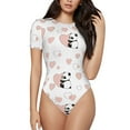 thumbnail image 1 of Kdxio Heart Panda for Women's Short-Sleeved Onesie Stylish Round Neck Pajamas Bodysuit Jumpsuit Nightwear-X-Large, 1 of 7