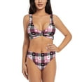 thumbnail image 1 of Kdxio Heart Plaid Print Women's 2 Piece High Waisted Wrap Spaghetti Strap Summer Swimsuit Bikini Set-XX-Large, 1 of 7