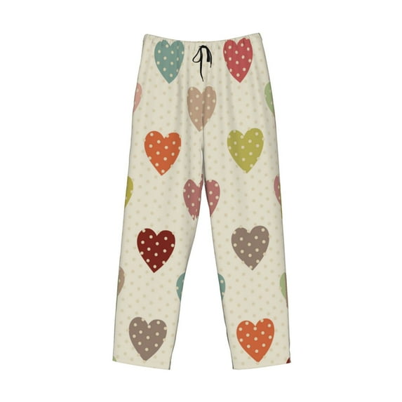 Kdxio Heart Polka Dot Print Men's Sleep Pajama Pant Lounge Pants with Pockets