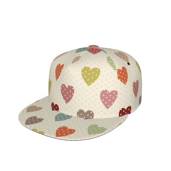 Kdxio Heart Polka Dot Print Snapback Hat for Men Women,Adjustable Baseball Cap