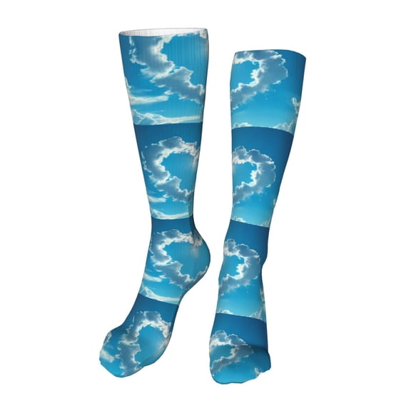 Kdxio Heart Shaped Cloud Funny Silky Novelty Funky Long Knee High Socks Soft 3D Print Cosplay Crazy Stockings for Men Women