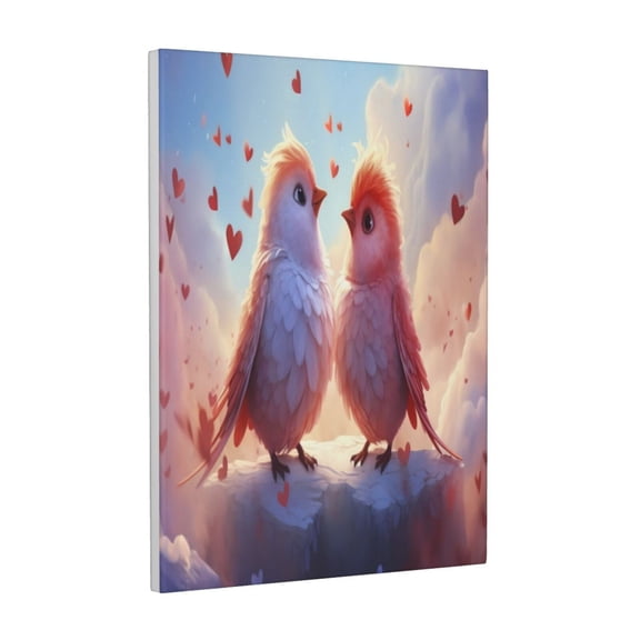Kdxio Heart Sky Bird Couple Pattern Canvas Wall Art 12x16 Inches - Waterproof HD Print Solid Wood Frame for Living Room & Bathroom,Vertical