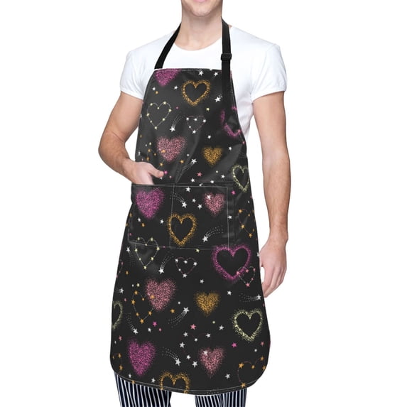 Kdxio Heart and Stars Apron with Pockets Adjustable Kitchen Aprons for Men Women Waterproof Aprons for Cooking,Drawing,Crafting, Baking Household Cleaning