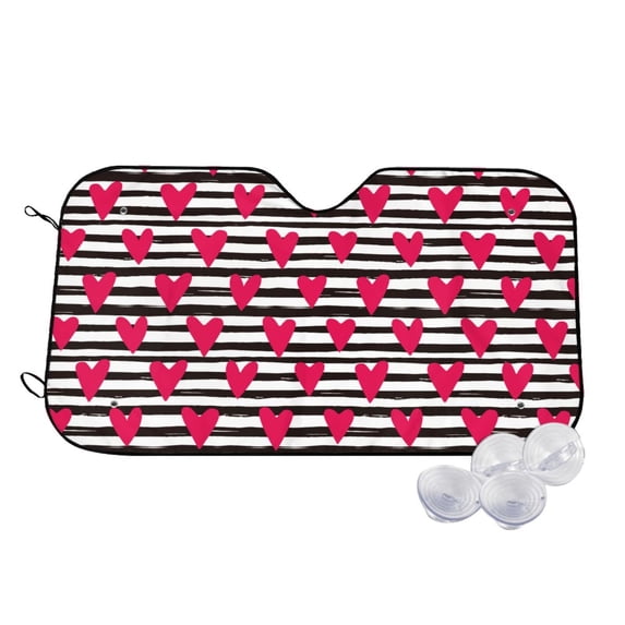 Kdxio Hearts And Lines Print Windshield Sun Shade,UV Rays and Sun Heat Protection,Sunshade for Car Windshield,Car Shade Front Windshield - Medium