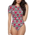 thumbnail image 1 of Kdxio Hearts And Lines for Women's Short-Sleeved Onesie Stylish Round Neck Pajamas Bodysuit Jumpsuit Nightwear-X-Large, 1 of 7