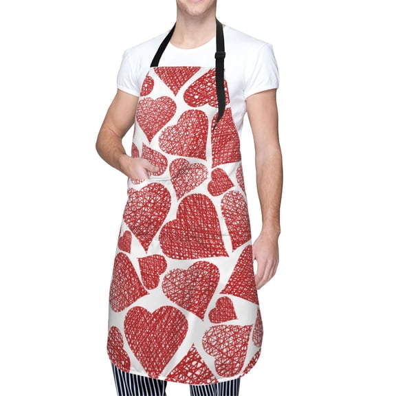 Kdxio Hearts Apron with Pockets Adjustable Kitchen Aprons for Men Women Waterproof Aprons for Cooking,Drawing,Crafting, Baking Household Cleaning