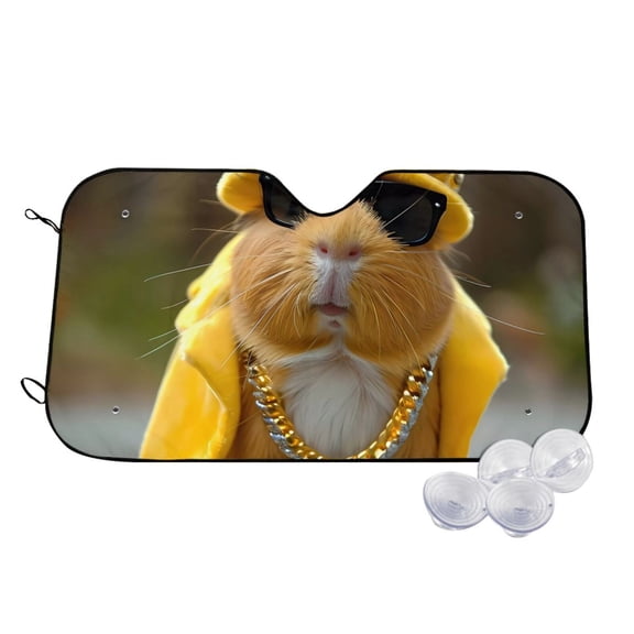 Kdxio Heavy Metal Style Guinea Pig Print Windshield Sun Shade,UV Rays and Sun Heat Protection,Sunshade for Car Windshield,Car Shade Front Windshield - Medium