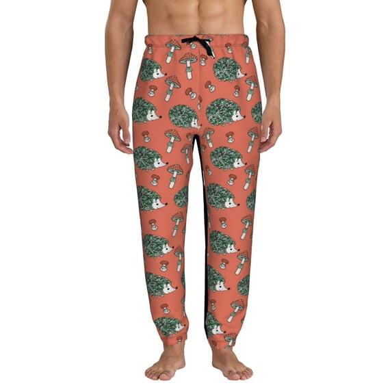 Kdxio Hedgehog Mushroom Pattern Joggers,Sweatpants for Men with Pockets-Small